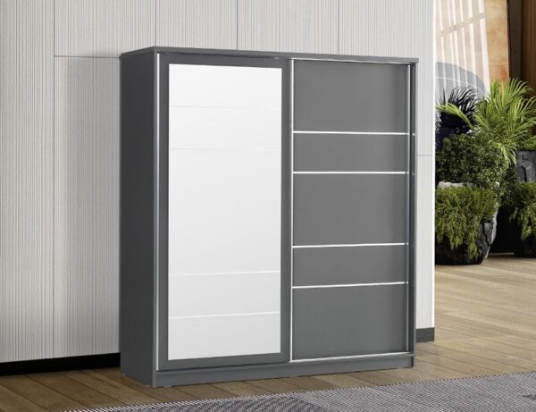 Armoire a portes coulissantes gris - Image 2