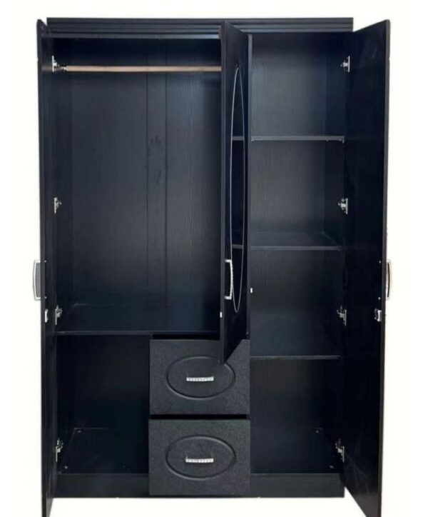Armoire avec miroir 3 potre avec 2 tiroir noir