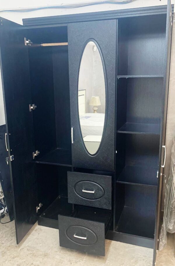 Armoire avec miroir 3 potre avec 2 tiroir noir - Image 3