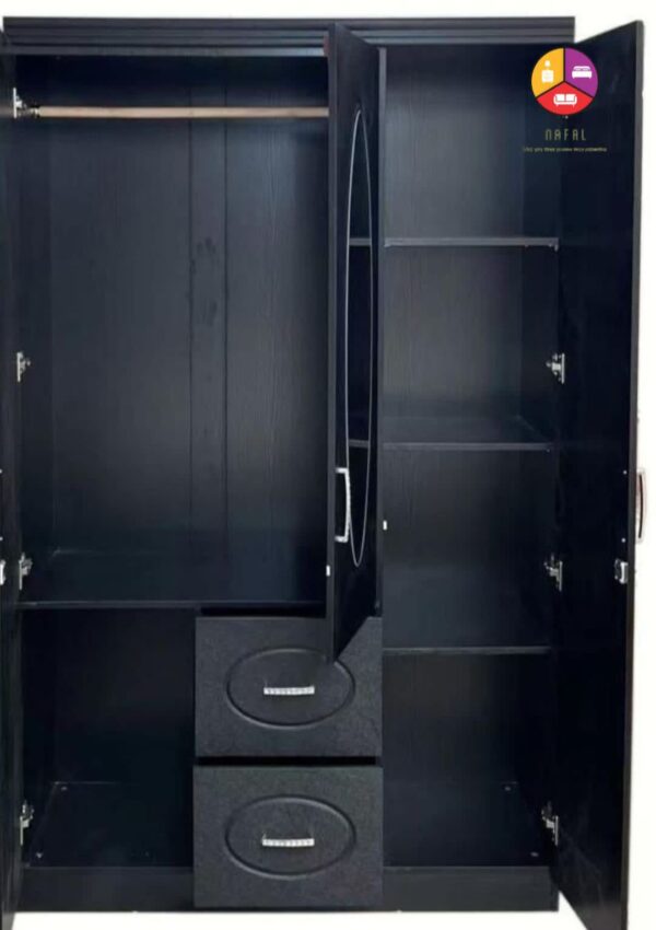 Armoire avec miroir 3 potre avec 2 tiroir noir - Image 4