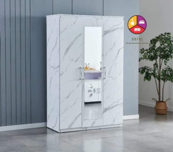 ARMOIRE 3 PORTES MARBRE  BLANC