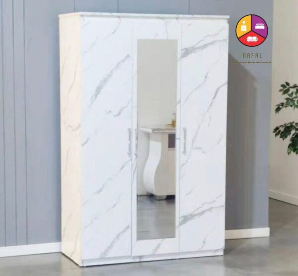 ARMOIRE 3 PORTES MARBRE  BLANC - Image 2