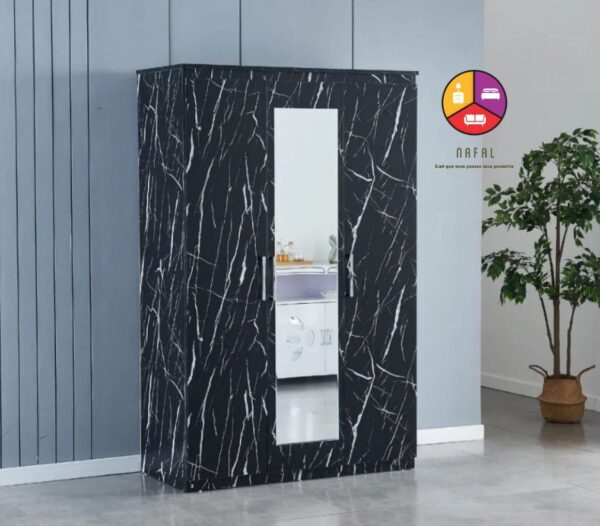 ARMOIRE 3 PORTES MARBRE  NOIR