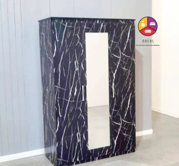 ARMOIRE 3 PORTES MARBRE  NOIR - Image 3