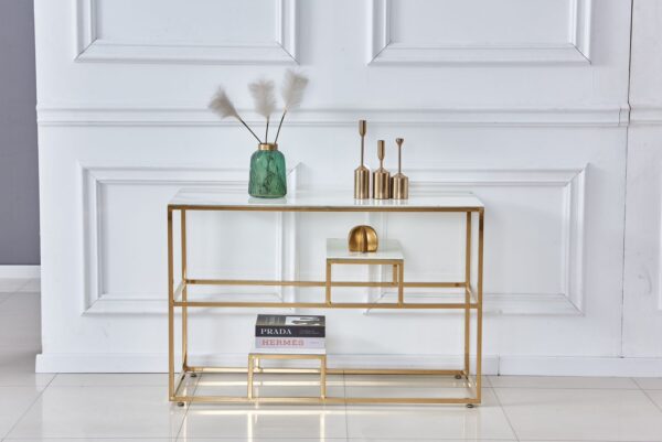 CONSOLE ROMY GOLD MARBRE BLANC - Image 3