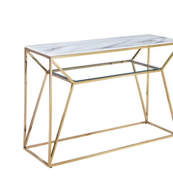 CONSOLE CHERYL EN GOLD MARBRE BLANC - Image 2