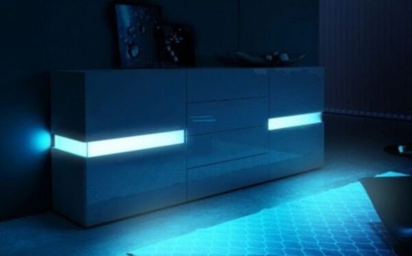 Buffet led blanc 2 porte 4 tiroir - Image 2