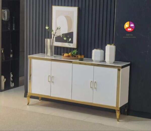 BUFFET BAROQUE DORE MARBRE BEIGE