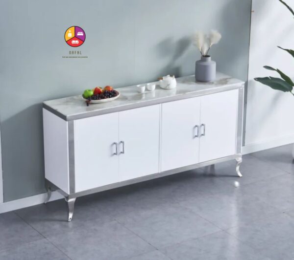 BUFFET BAROQUE MARBRE BLANC ARGENT