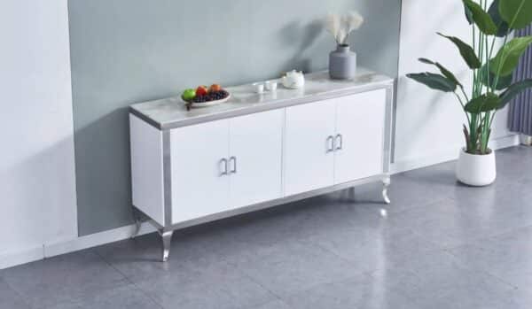 BUFFET BAROQUE MARBRE BLANC ARGENT - Image 2