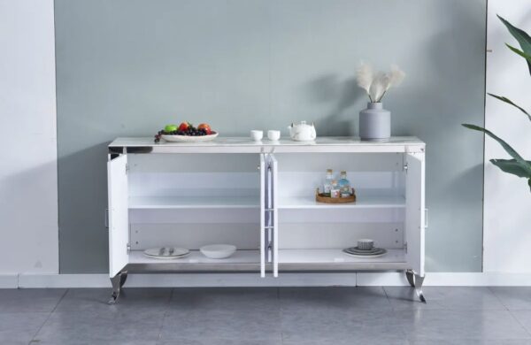 BUFFET BAROQUE MARBRE BLANC ARGENT - Image 3