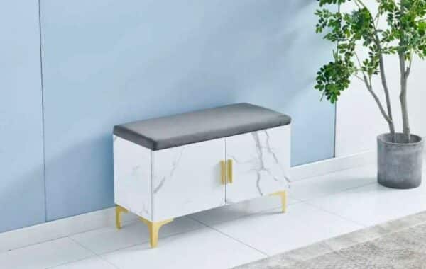 MEUBLE A CHAUSSURE POUF BLANC