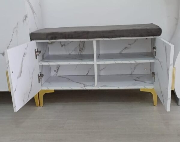 MEUBLE A CHAUSSURE POUF BLANC - Image 3
