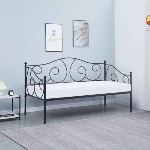 BANQUETTE LIT EN METAL NOIR