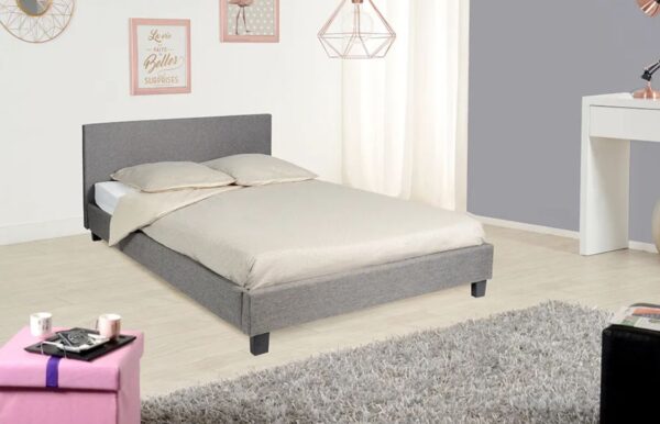 LIT KELIA EN TISSU GRIS
