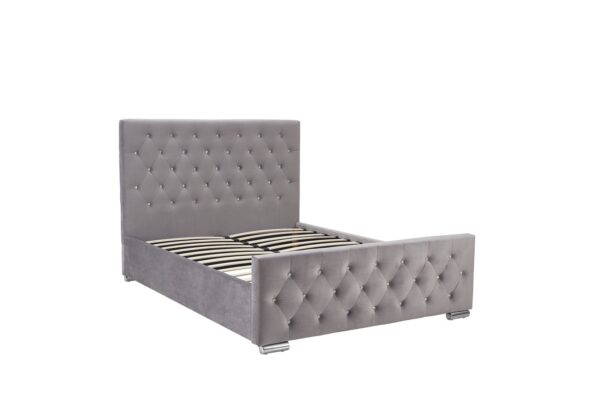 LIT PRESTIGE CAPITONNE AVEC DIAMANT VELOURS GRIS - Image 3