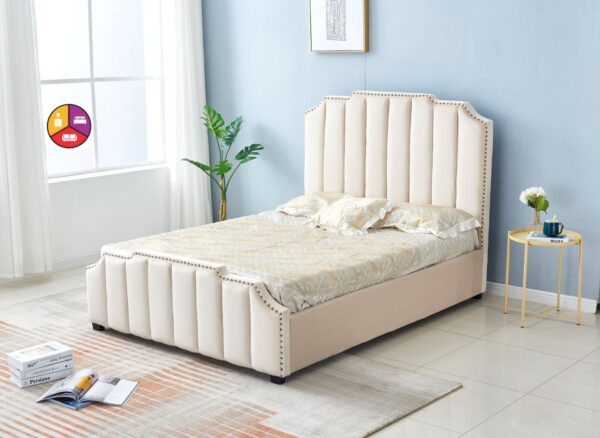 LIT PEPPER CAPITONNE EN LIGNE VELOURS BEIGE