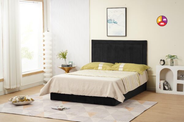 LIT POLO 140/190cm VELOURS NOIR VENDU AVEC SOMMIER - Image 3