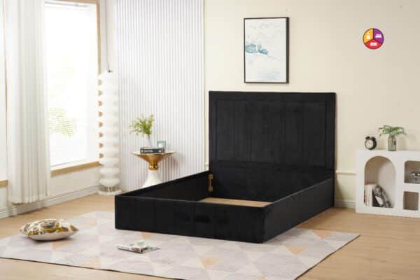 LIT POLO 140/190cm VELOURS NOIR VENDU AVEC SOMMIER - Image 2