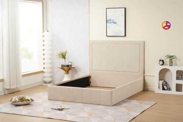 LIT POLO 140x190vm VELOURS BEIGE VENDU AVEC SOMMIER - Image 3