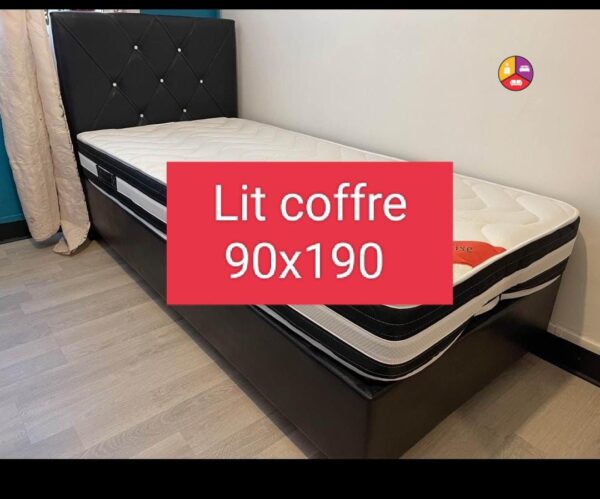 Lit avec coffre Noir 90/190cm