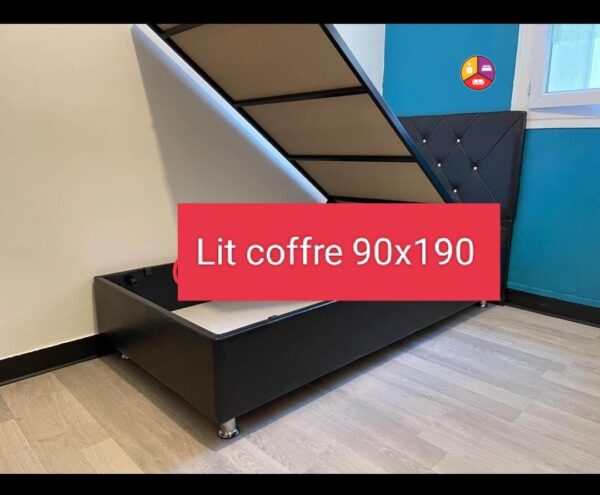 Lit avec coffre Noir 90/190cm - Image 2