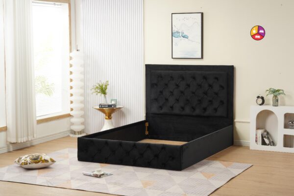 LIT ROMA 140/190cm VELOURS NOIR VENDU AVEC SOMMIER - Image 2