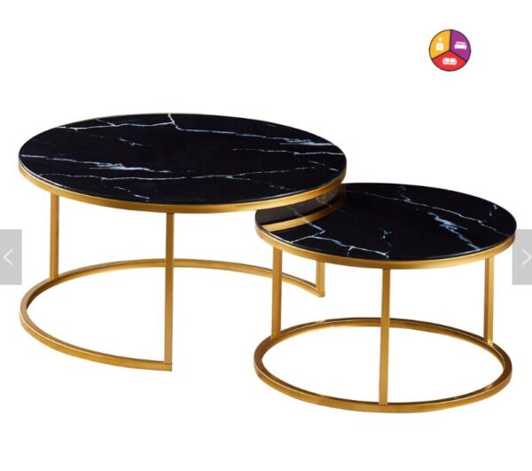 TABLE BASSE GIGOGNE ROMEO GOLD MARBRE NOIR - Image 2