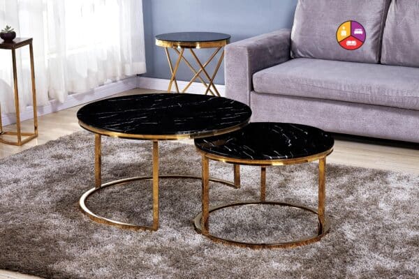 TABLE BASSE GIGOGNE ROMEO GOLD MARBRE NOIR