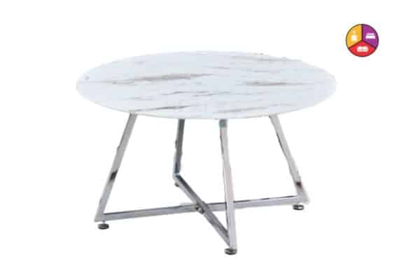 TABLE BASSE HELOISE CHROME MARBRE BLANC - Image 2