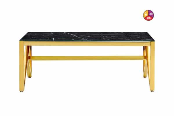 TABLE BASSE MAJESTIQUE GOLD VERRE MARBRE NOIR - Image 2