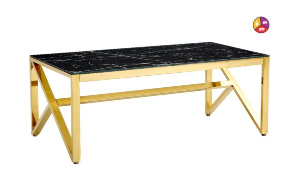 TABLE BASSE MAJESTIQUE GOLD VERRE MARBRE NOIR