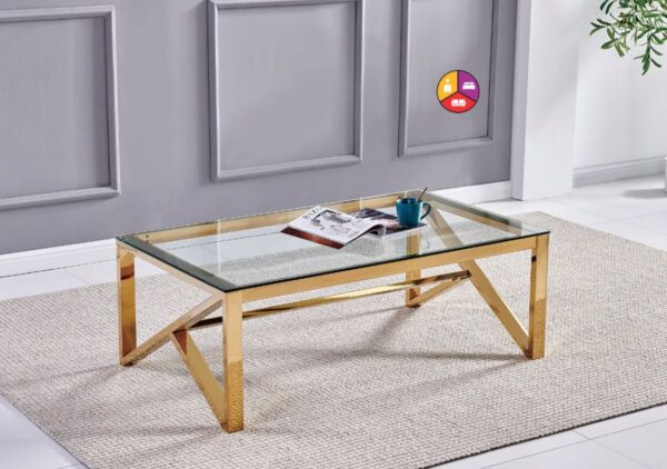 TABLE BASSE MAJESTIC TRANSPARENT DORE