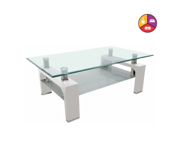 TABLE BASSE GLORIA BLANC TRANSPARENT - Image 2