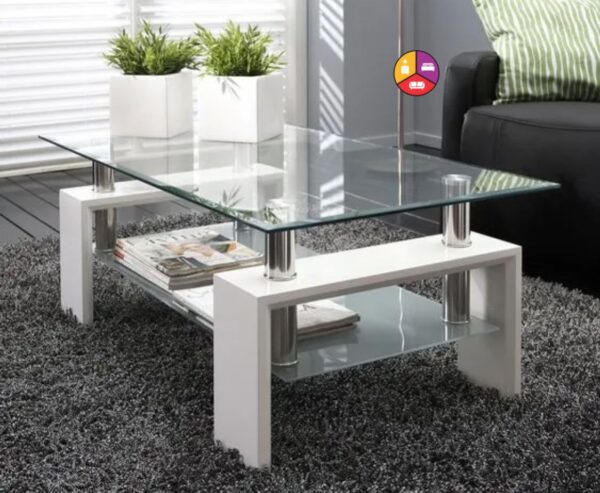 TABLE BASSE GLORIA BLANC TRANSPARENT