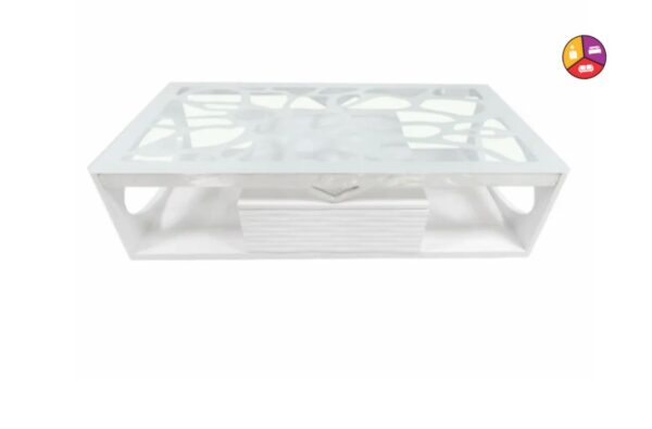 TABLE BASSE ECAILLES TIROIR BLANC