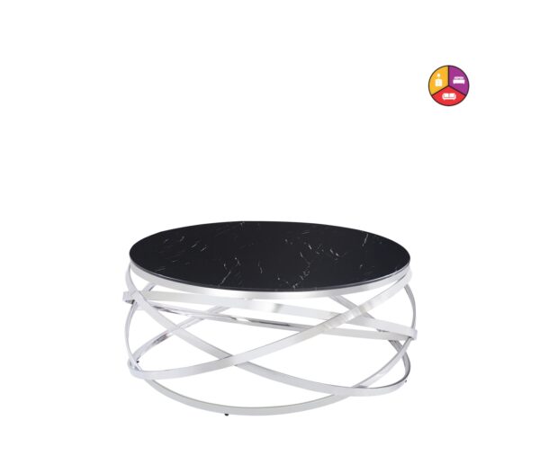 TABLE BASSE EVOL CHROME MARBRE NOIR