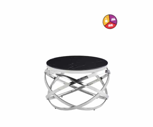 TABLE BASSE EVOL CHROME MARBRE NOIR