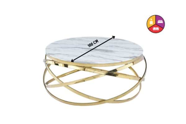 TABLE BASSE EVOL GOLD MARBRE BLANC