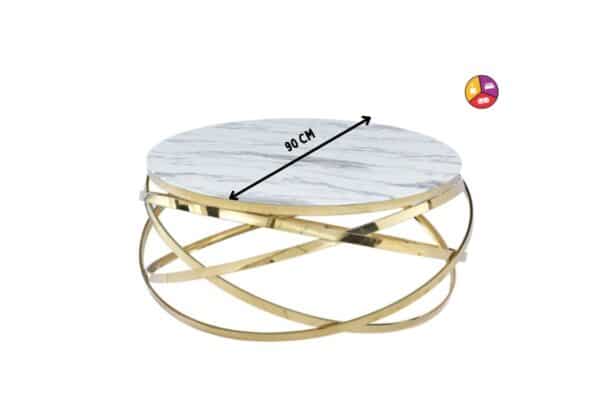 TABLE BASSE EVOL GOLD MARBRE BLANC