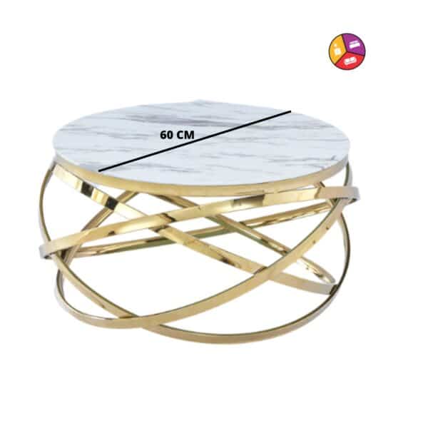 TABLE BASSE EVOL GOLD MARBRE BLANC