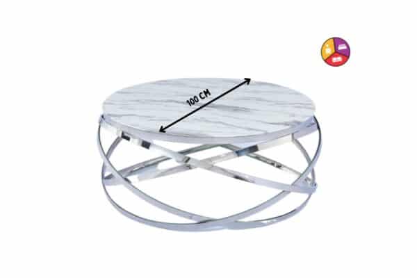 TABLE BASSE EVOL CHROME MARBRE BLANC