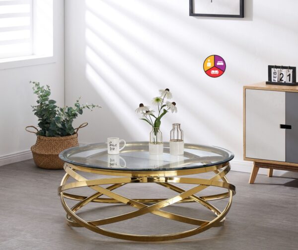 TABLE BASSE EVOL GOLD TRANSPARENT - Image 2