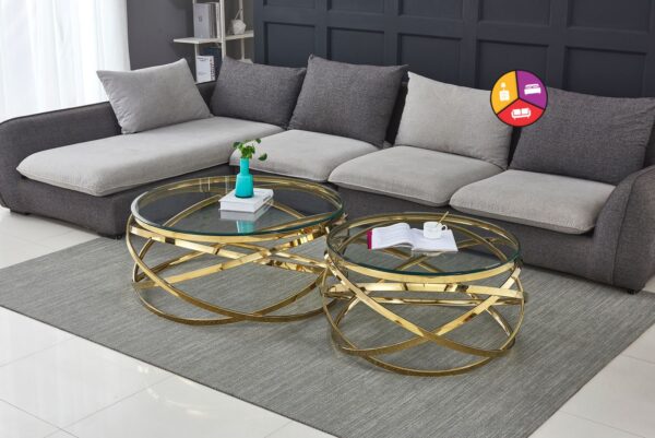 TABLE BASSE EVOL GOLD TRANSPARENT - Image 2