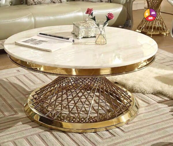 TABLE BASSE DELUXE GOLD MARBRE BLANC