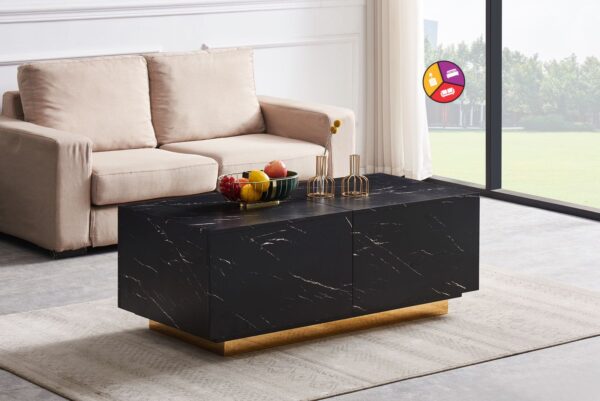 TABLE BASSE FLOTTANTE A COFFRE GOLD MARBRE NOIR