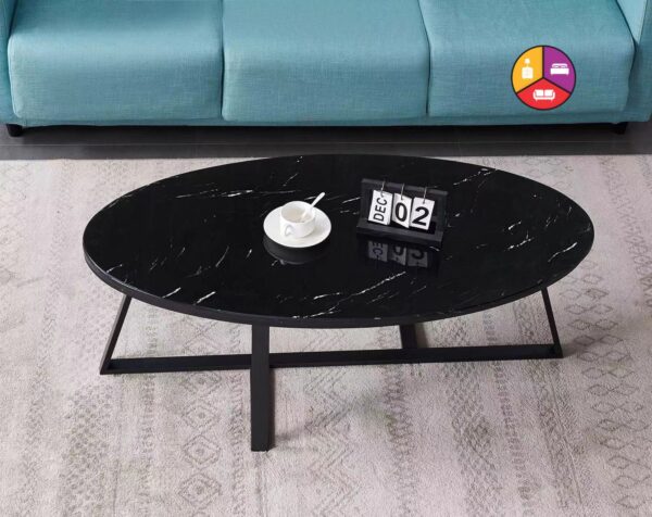 TABLE BASSE GAMMA METAL NOIR PIERRE MARBRE NOIR