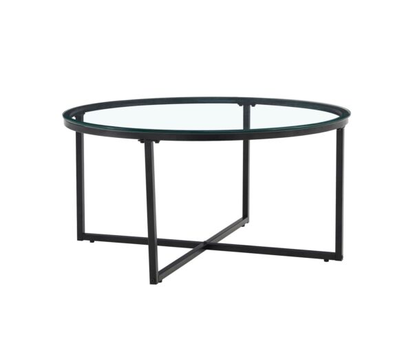 TABLE BASSE LORIE PIED METAL NOIR TRANSPARENT