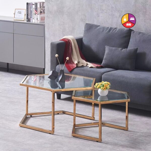 TABLE BASSE GIGOGNE HEXAGONA GOLD TRANSPARENT