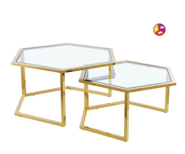 TABLE BASSE GIGOGNE HEXAGONA GOLD TRANSPARENT - Image 2